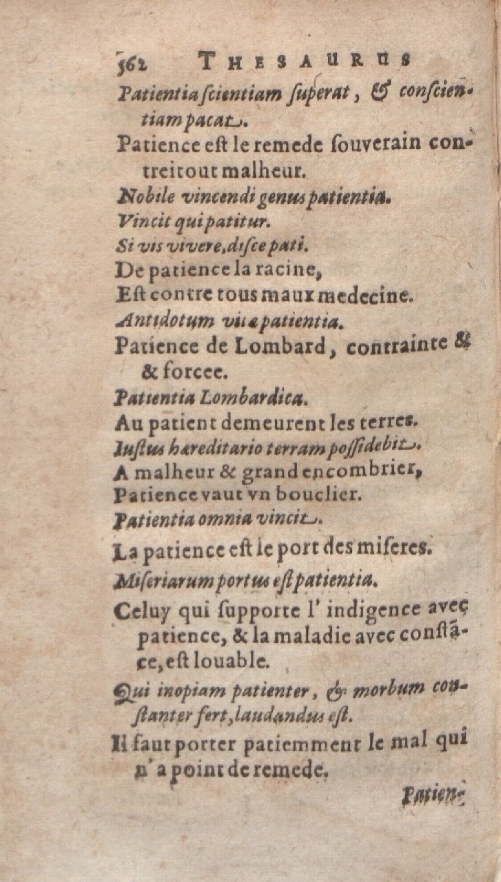 1612 - Dominicus Custos - Trésor des proverbes français  - Bibliopol-Olomuc