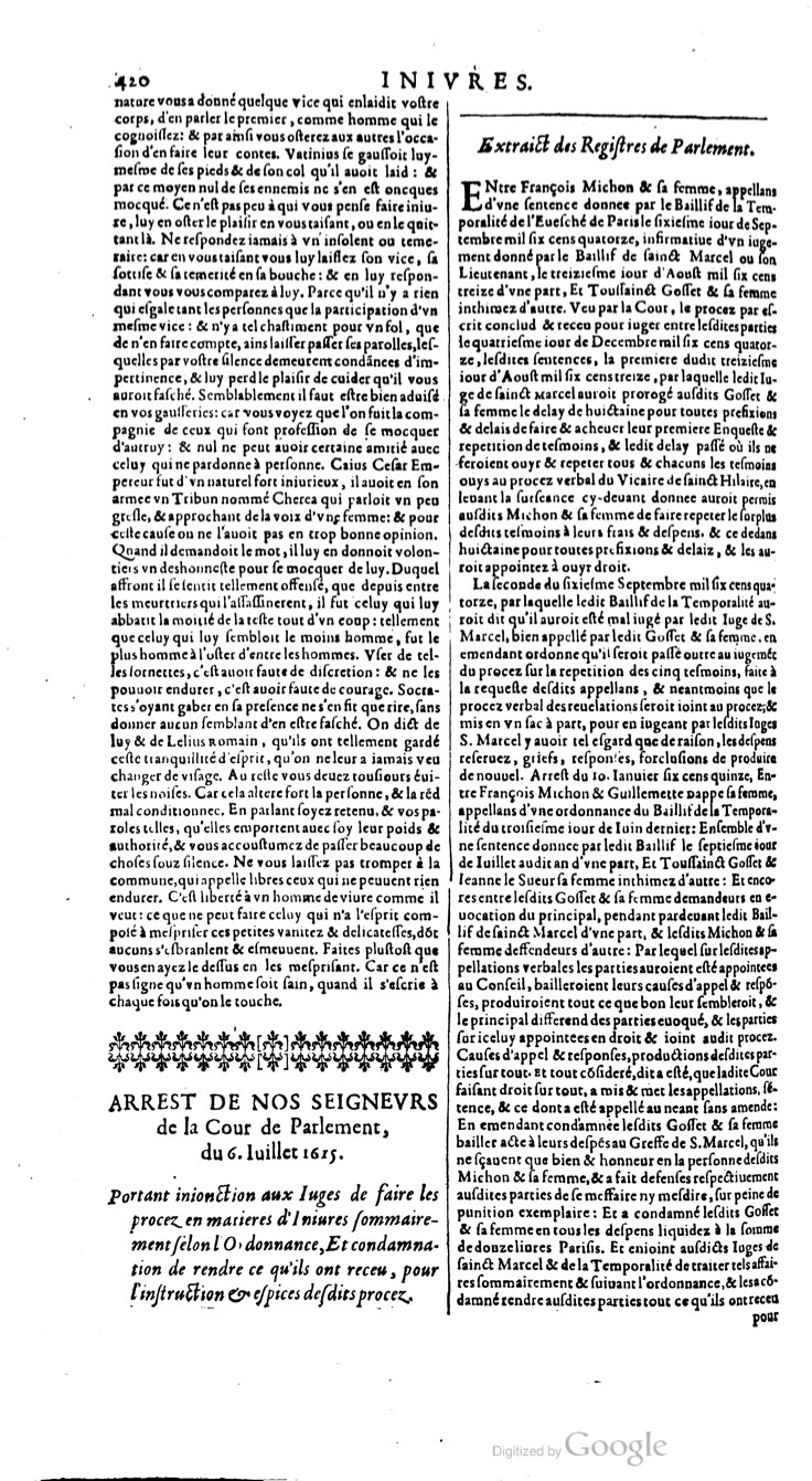 1629 - Veuve Nicolas Buon - Trésor du droit français (29620 T. 2) - BM Lyon