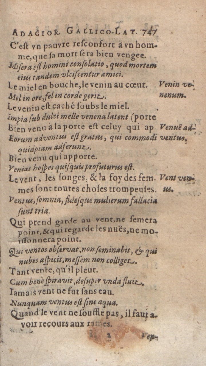 1612 - Dominicus Custos - Trésor des proverbes français  - Bibliopol-Olomuc