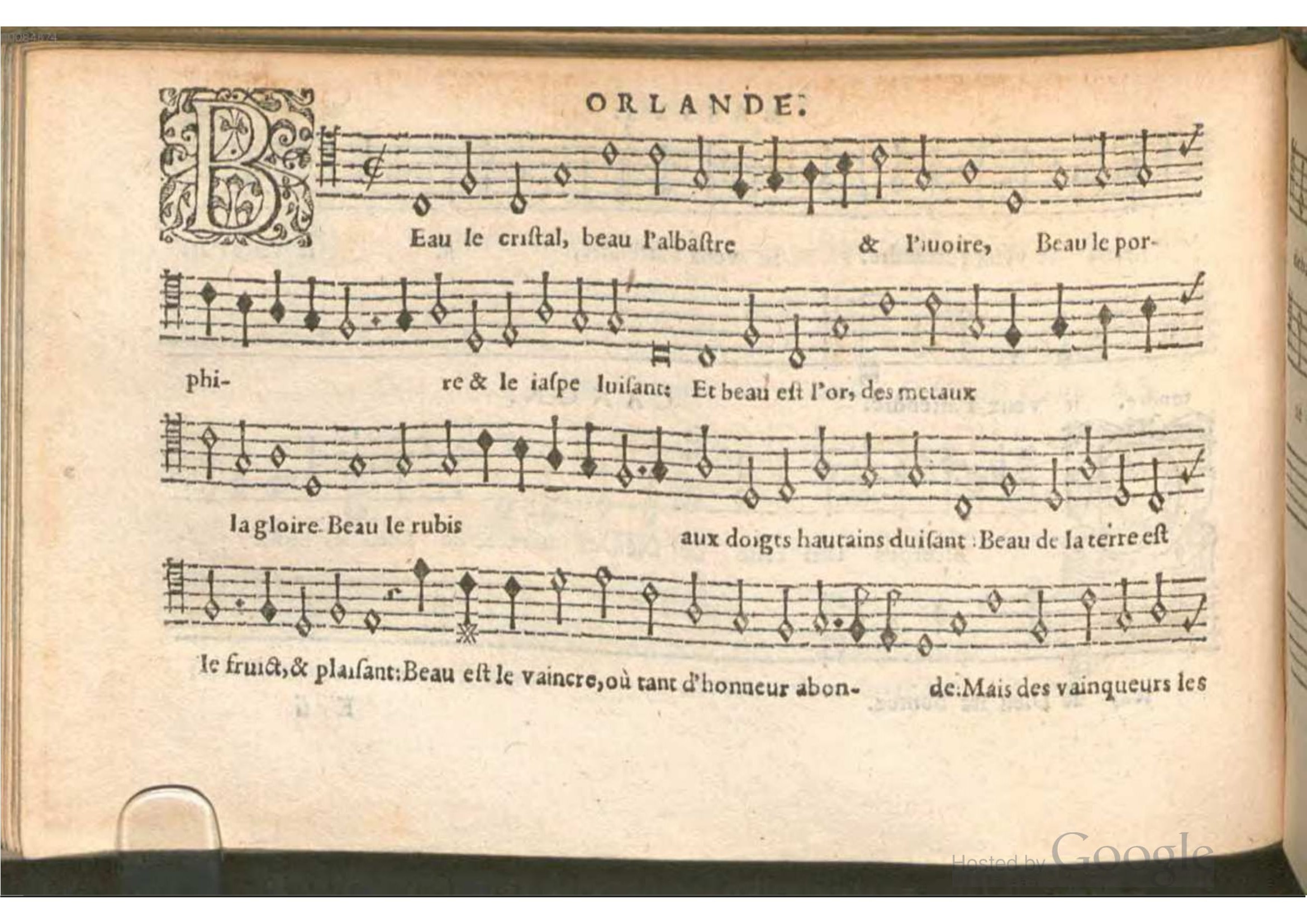 1576 - [Pierre de Saint-André] - Trésor de musique d’Orlande de Lassus Bassus - BSB Munich