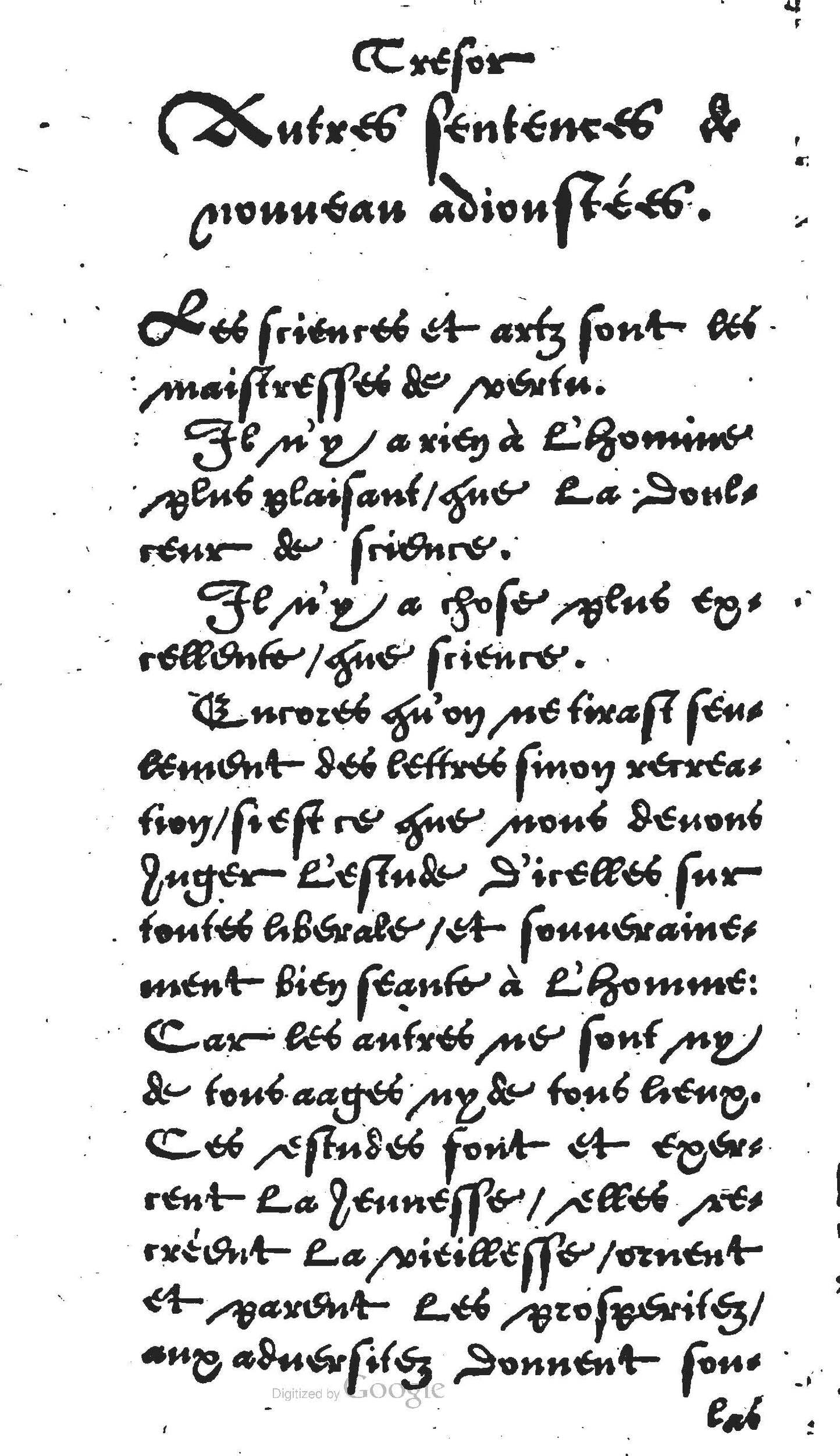 1560 - Jean Bellère - Trésor de vertu - Det Kongelige Bibliotek 1560 - Jean Bellère - Trésor de vertu - Det Kongelige Bibliotek