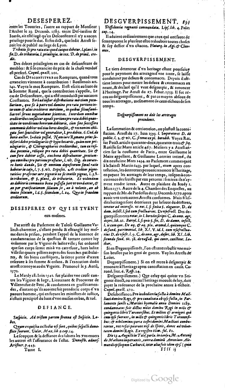 1629 - Veuve Nicolas Buon - Trésor du droit français (21754 T. 1) - BM Lyon