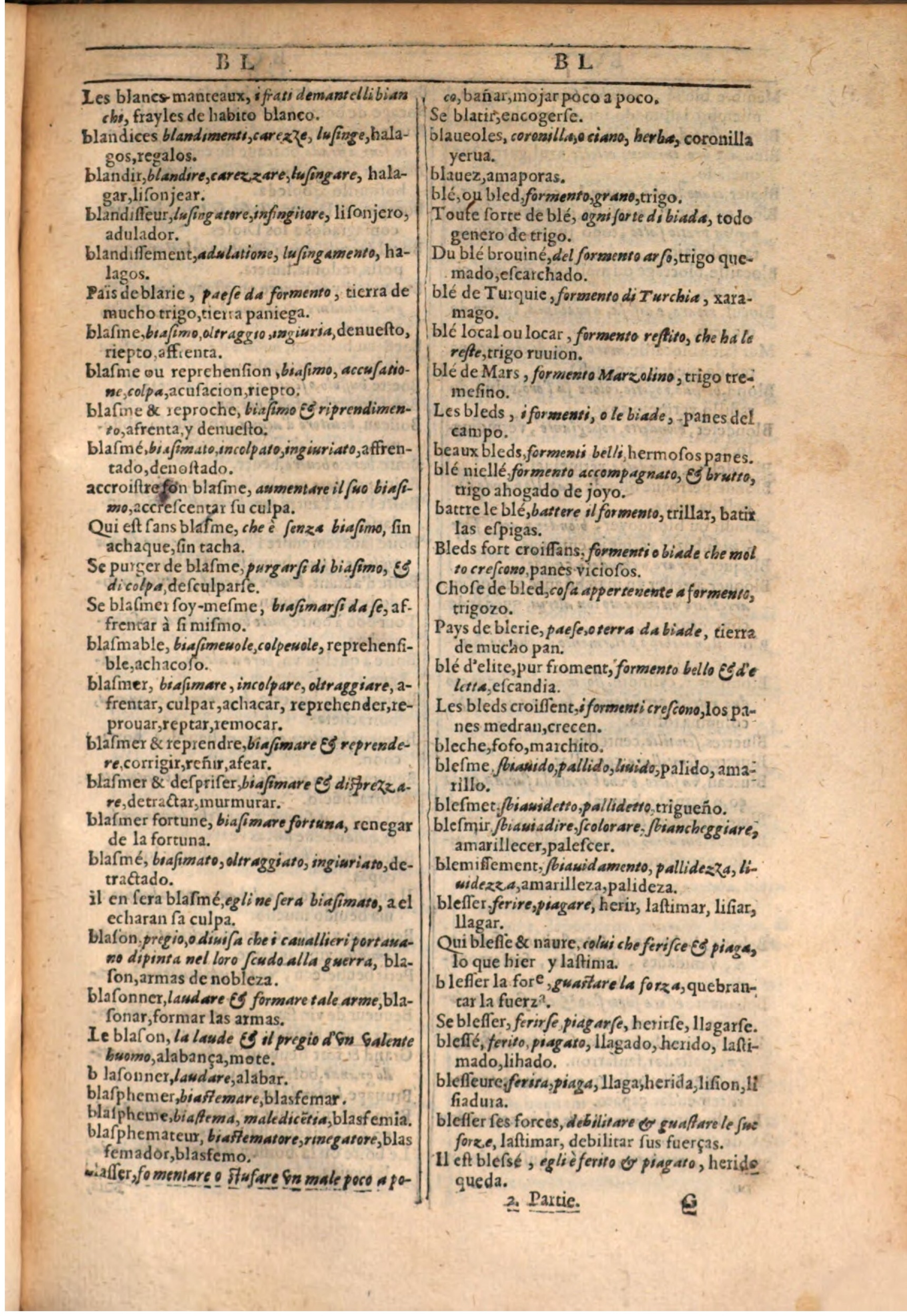 1609 - Philippe Albert et Alexandre Pernet - Trésor des trois langues française, italienne et espagnole (Seconde partie) - BSB Munich 1609 - Philippe Albert et Alexandre Pernet - Trésor des trois langues française, italienne et espagnole (Seconde partie) - BSB Munich