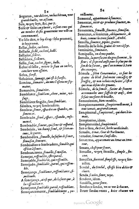 1621 - Adrian Tiffaine - Trésor des deux langues espagnole et française - BM Lyon