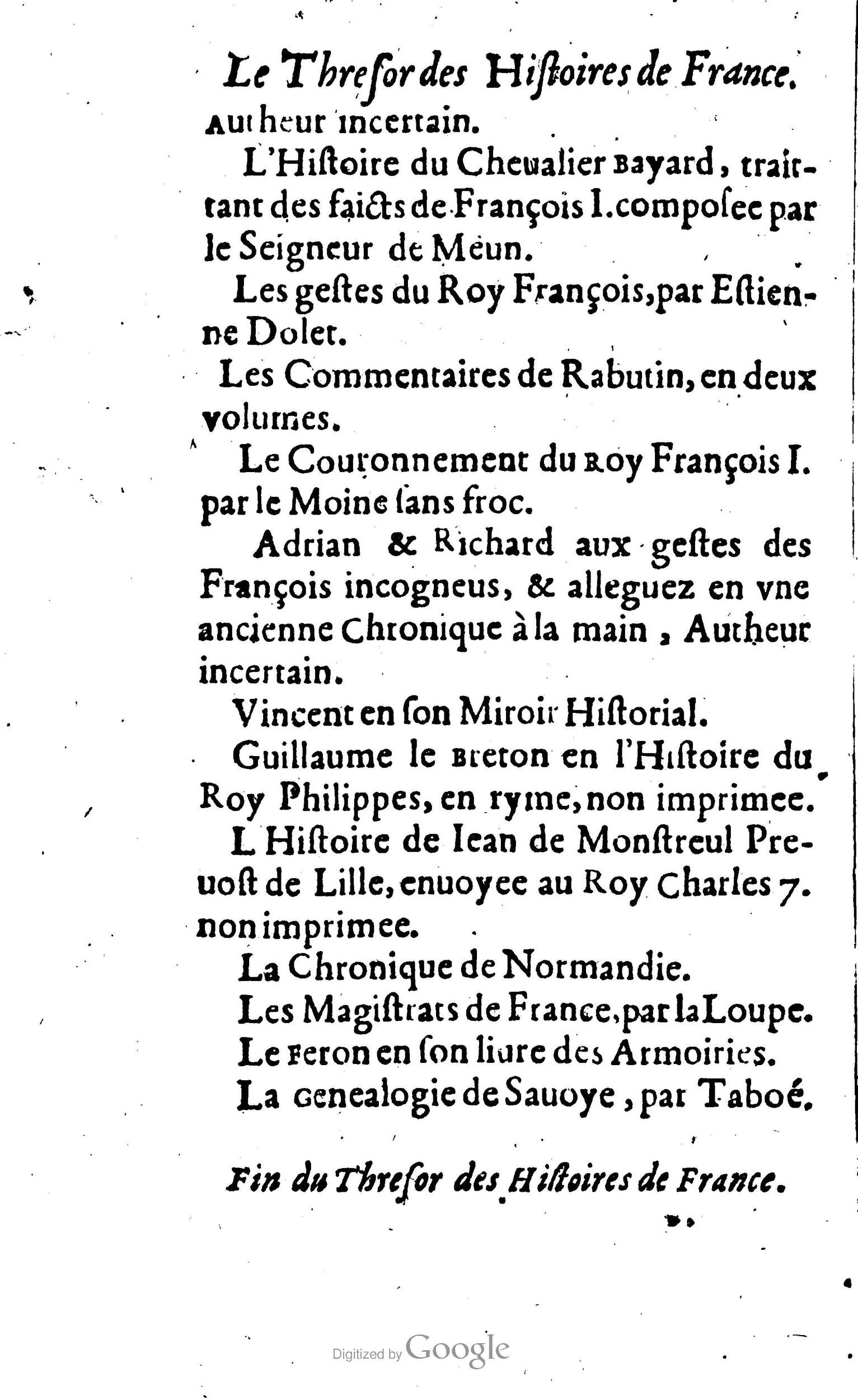 1638 - Jean Corrozet - Trésor des histoires de France - BM Lyon 1638 - Jean Corrozet - Trésor des histoires de France - BM Lyon