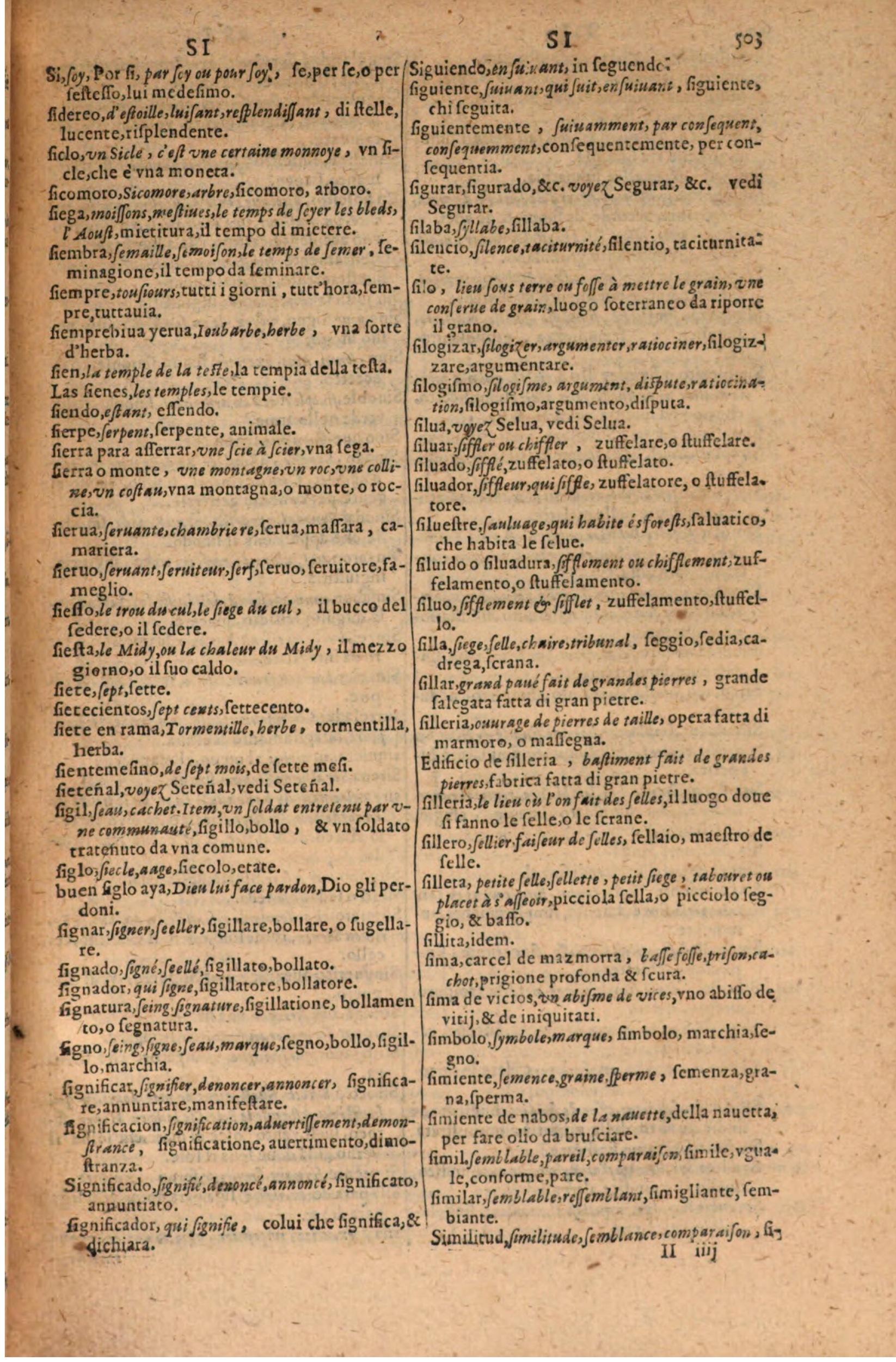 1606 - Samuel Crespin - Thresor des trois langues, francoise, italiene et espagnolle - BSB Munich