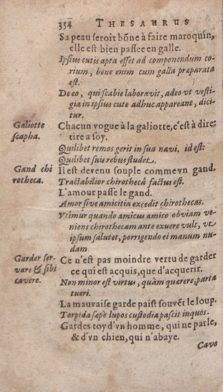 1612 - Dominicus Custos - Trésor des proverbes français  - Bibliopol-Olomuc