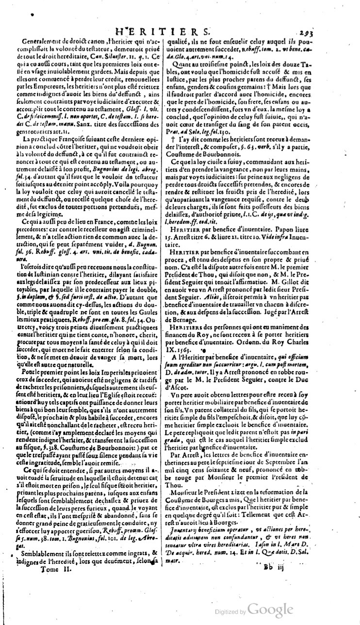 1629 - Veuve Nicolas Buon - Trésor du droit français (21754 T. 2) - BM Lyon