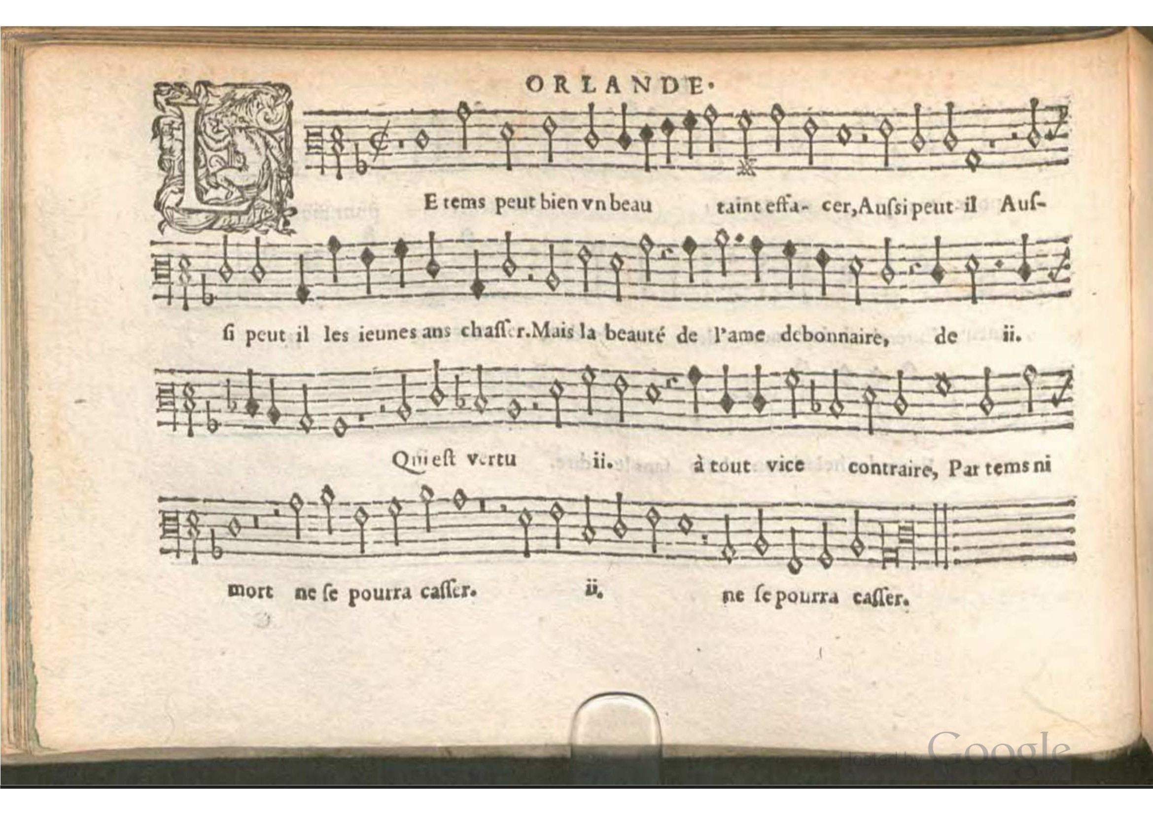 1576 - [Pierre de Saint-André] - Trésor de musique d’Orlande de Lassus Bassus - BSB Munich