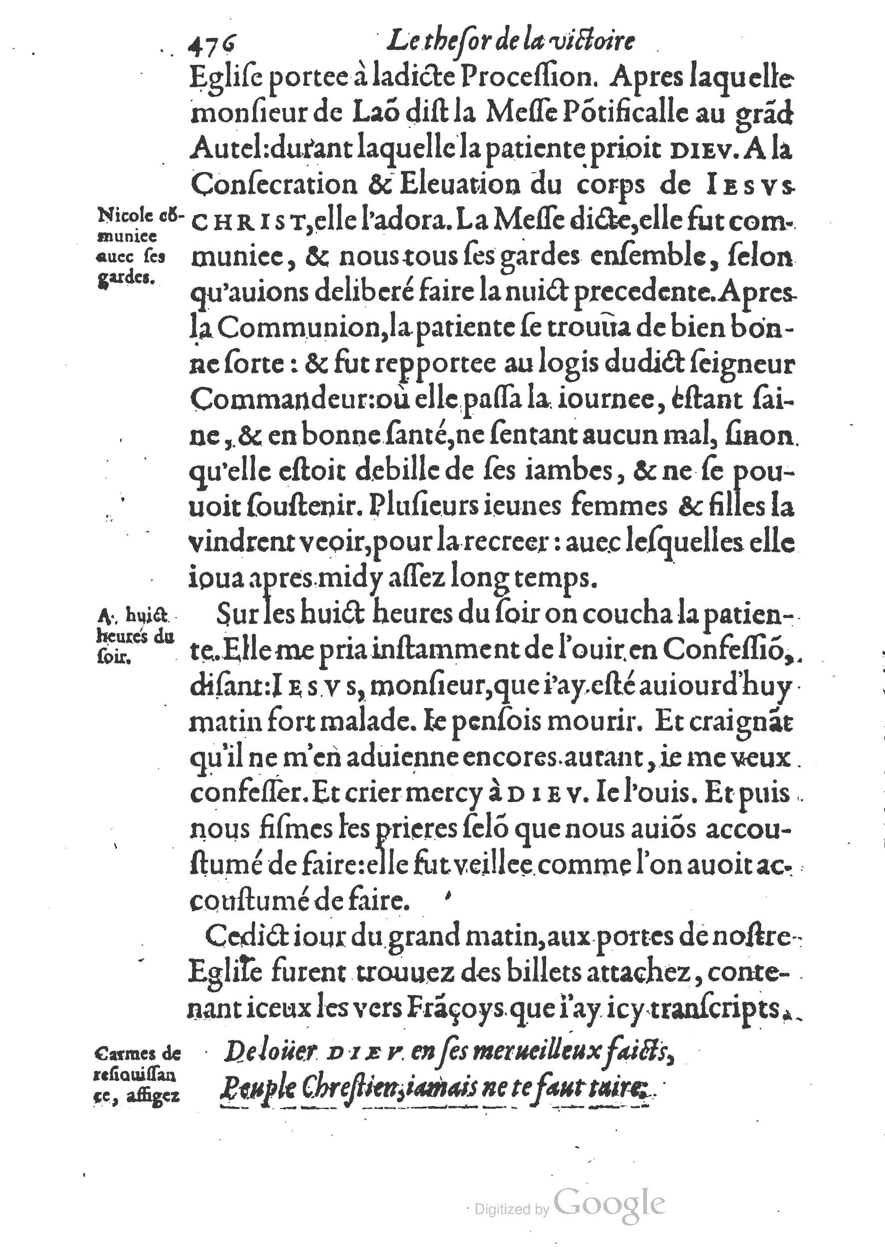 1578 - Nicolas Chesneau - Trésor et entière histoire de la triomphante victoire du corps de Dieu sur l’esprit malin - British Library