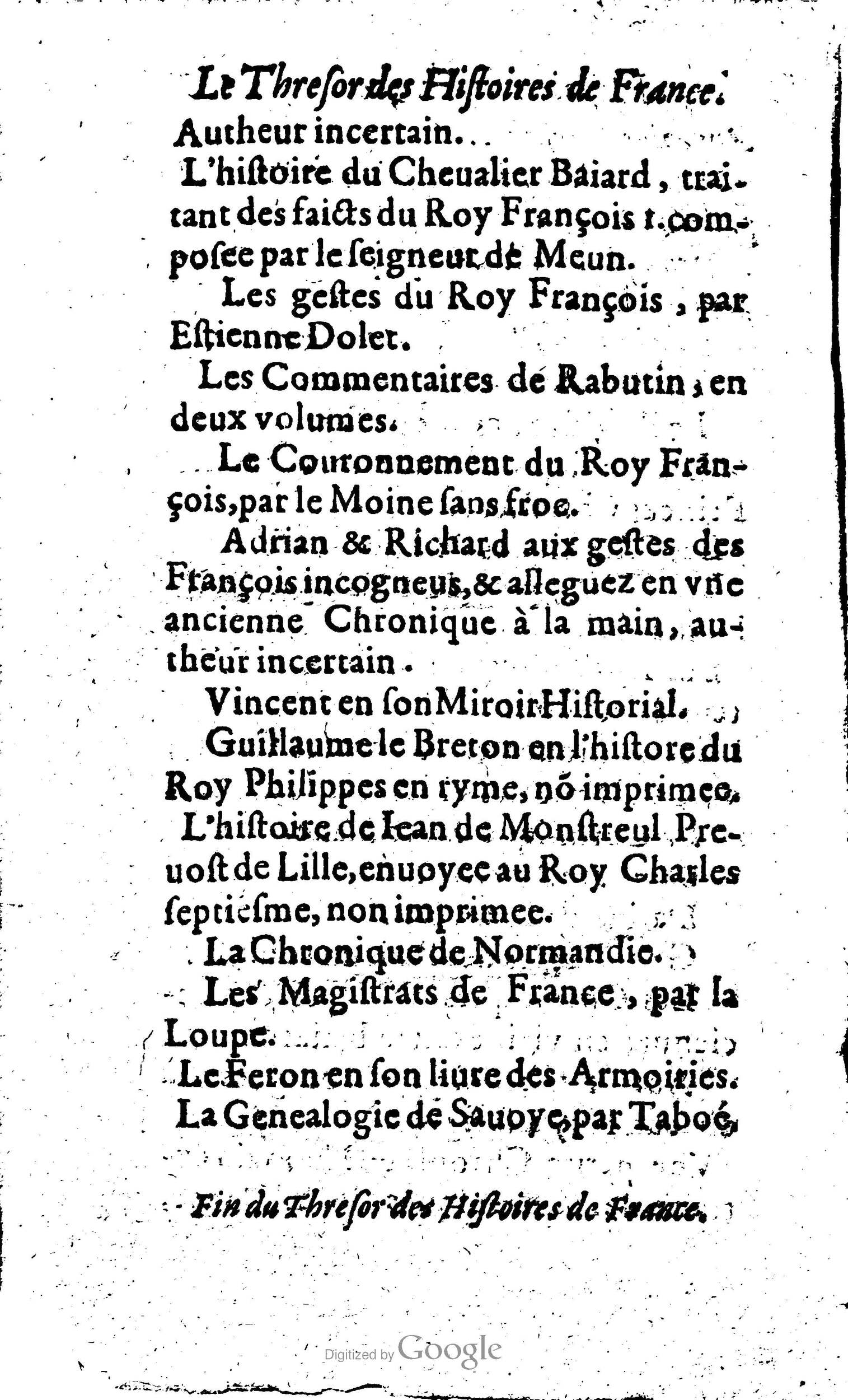 1619 - Jean Corrozet - Trésor des histoires de France - Anvers Musée Plantin-Moretus