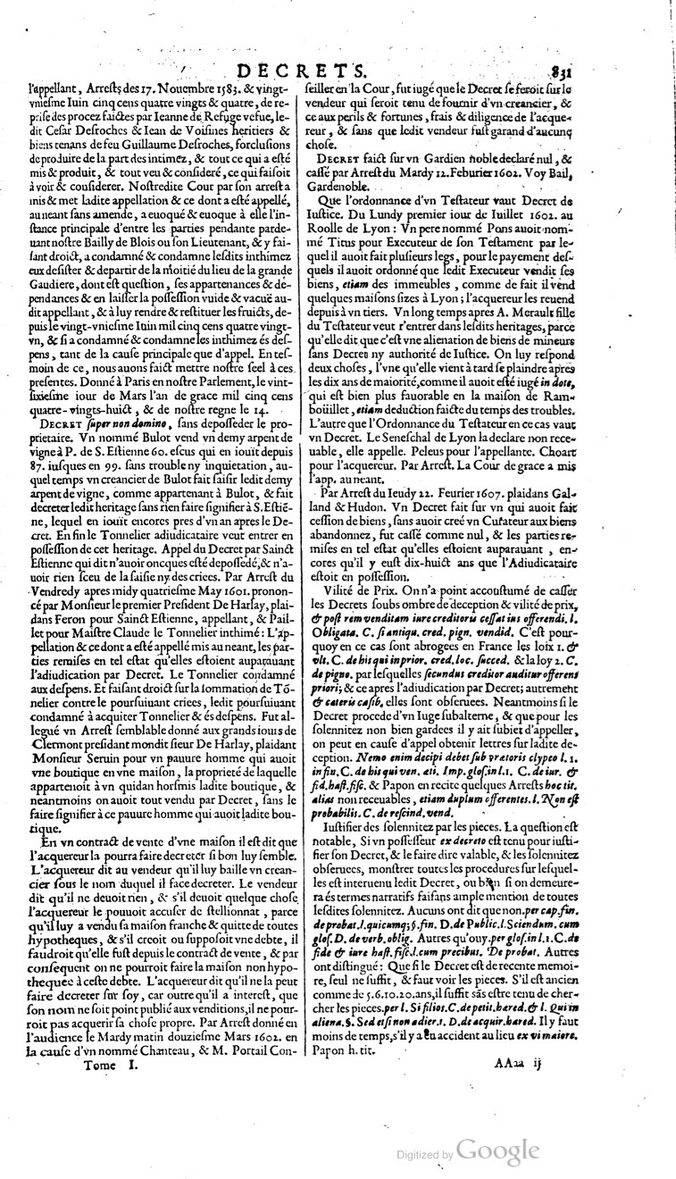 1629 - Veuve Nicolas Buon - Trésor du droit français (21754 T. 1) - BM Lyon