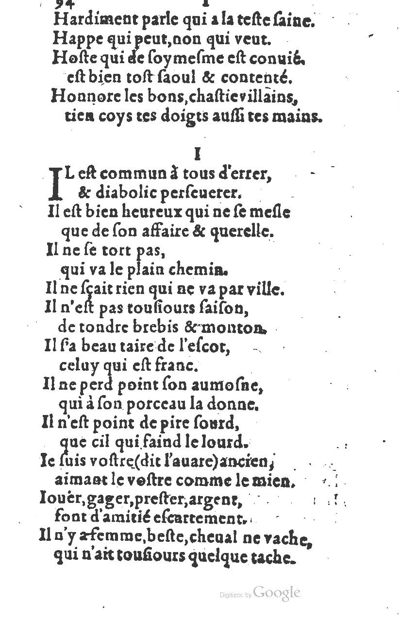 1581 - Nicolas Bonfons  - Trésor des sentences dorées - Princeton