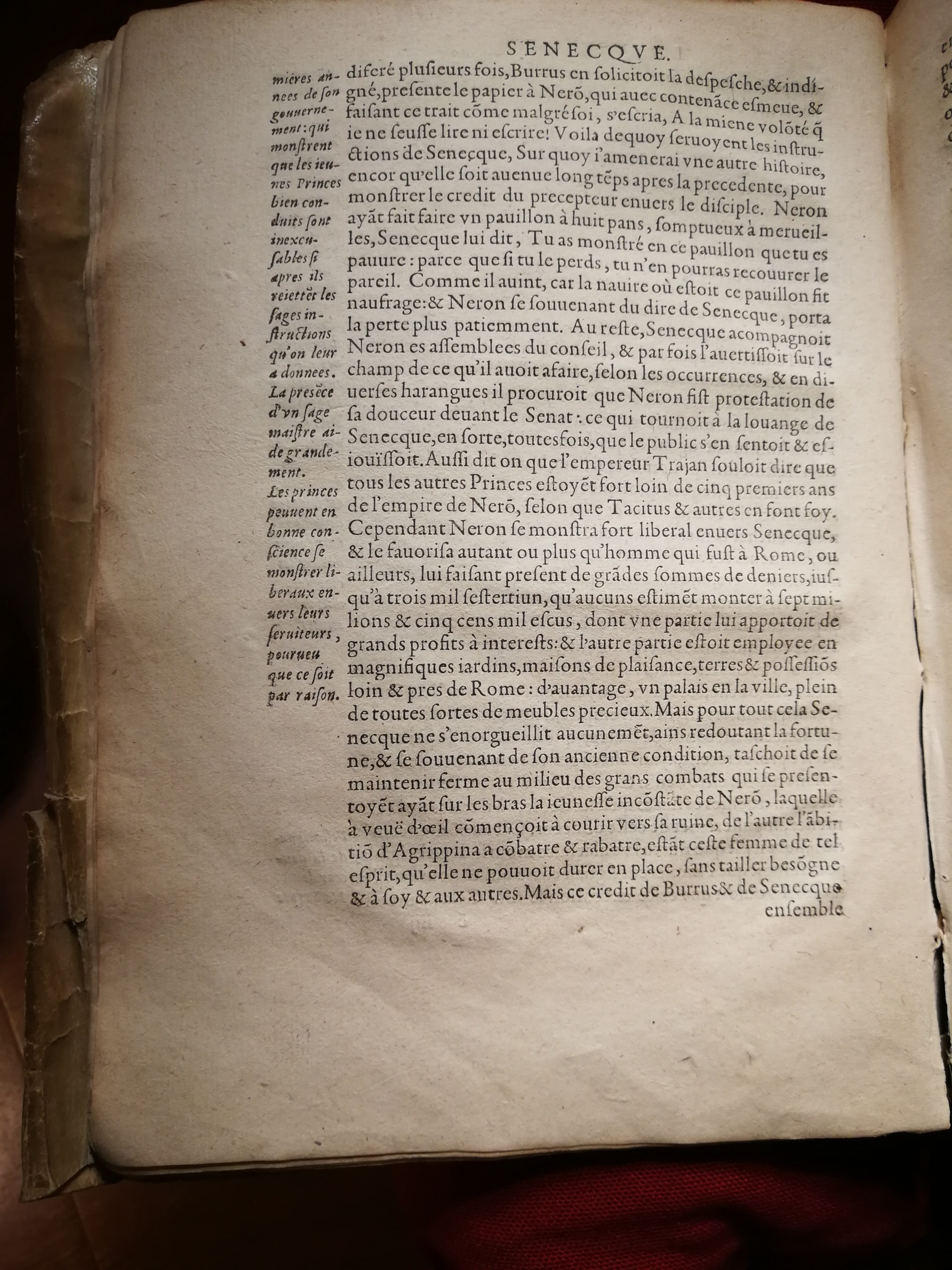 1595 - Jean Houzé - Œuvres morales et mêlées de Sénèque, Trésor de philosophie morale - T. 1 - BnF