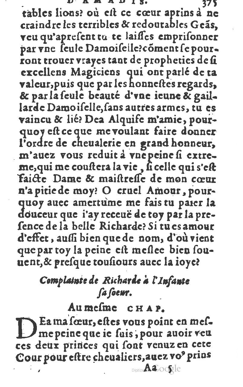1582 - Jean Huguetan - Trésor des Amadis T. 1 - BM Lyon