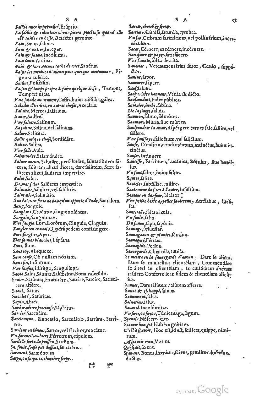 1585 - Simphorianum Beraud et Stephanum Michaëlem - Trésor des mots et traits français - Barcelone