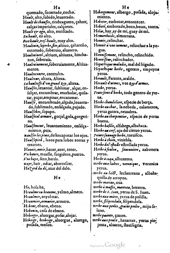 1621 - Adrian Tiffaine - Trésor des deux langues espagnole et française - BM Lyon