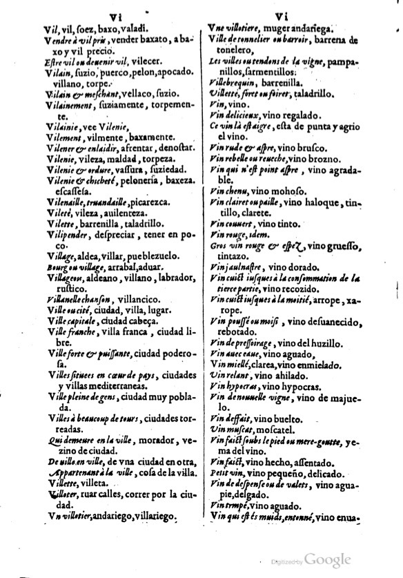 1621 - Adrian Tiffaine - Trésor des deux langues espagnole et française - BM Lyon