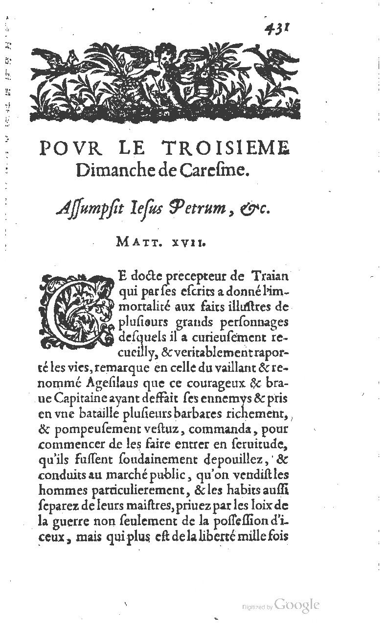 1607 - Nicolas Du Fossé - Trésor quadragésimal - T 01 - BM Lyon
