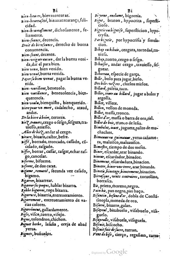 1621 - Adrian Tiffaine - Trésor des deux langues espagnole et française - BM Lyon