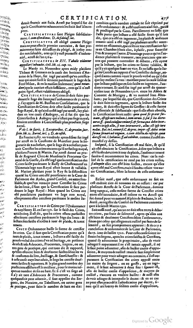 1629 - Veuve Nicolas Buon - Trésor du droit français (29620 T. 1) - BM Lyon