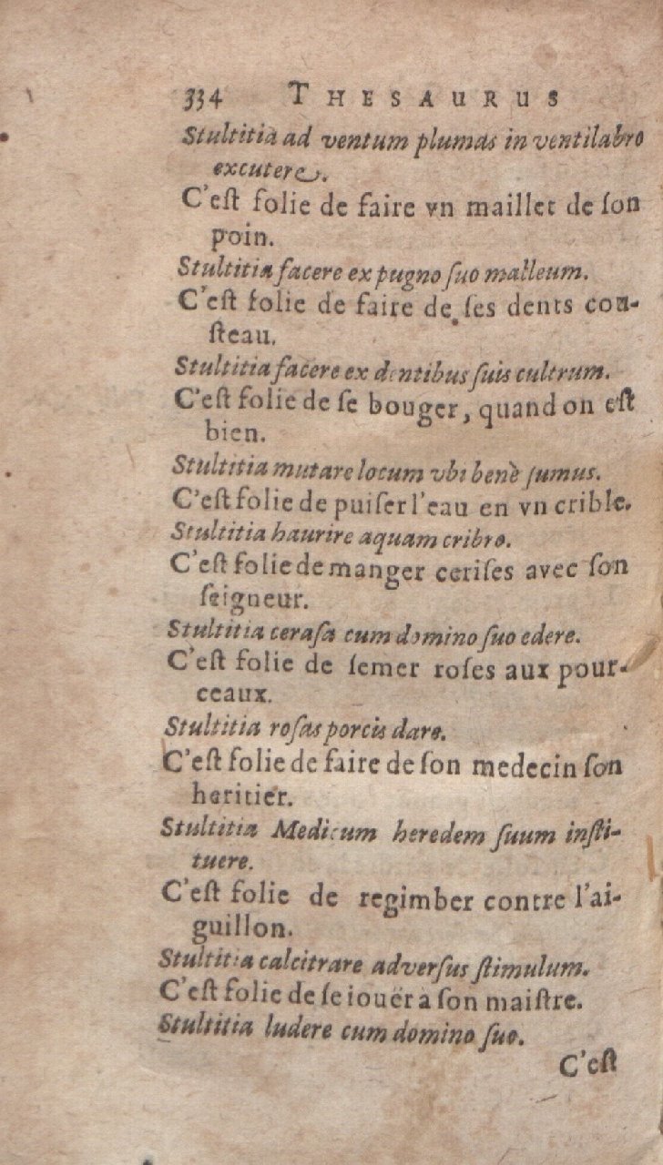 1612 - Dominicus Custos - Trésor des proverbes français  - Bibliopol-Olomuc