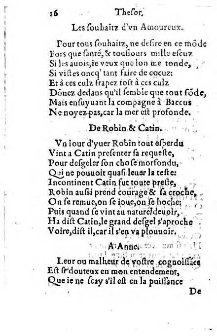 1556c. - Étienne Denise - Trésor des joyeuses inventions du parangon de poésies - ÖNB Vienne