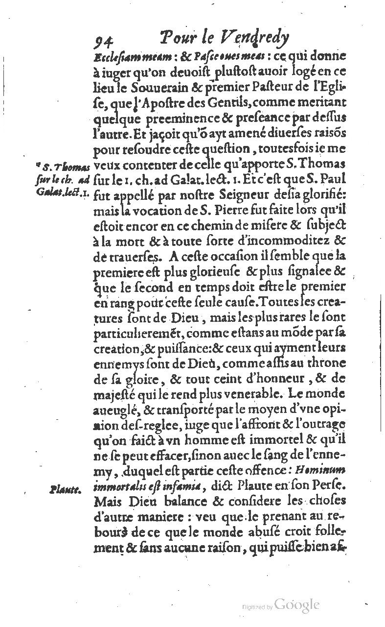 1607 - Nicolas Du Fossé - Trésor quadragésimal - T 01 - BM Lyon