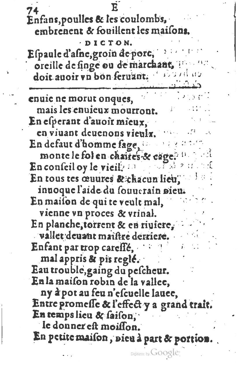 1581 - Nicolas Bonfons  - Trésor des sentences dorées - Princeton