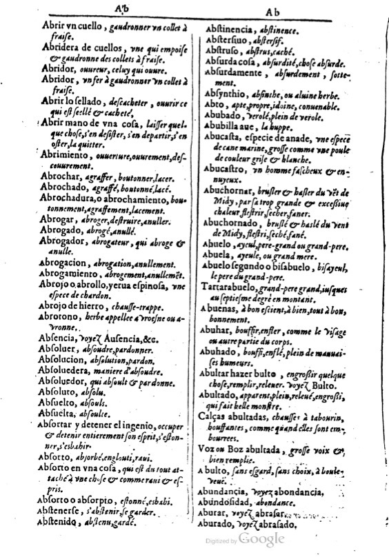 1616 - Veuve Marc Orry - Trésor des deux langues espagnole et française (Première et Seconde parties) - BM Lyon