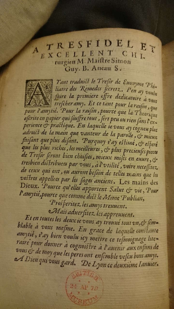 1557 - Antoine Vincent - Trésor d’Evonyme Philiatre - British Library