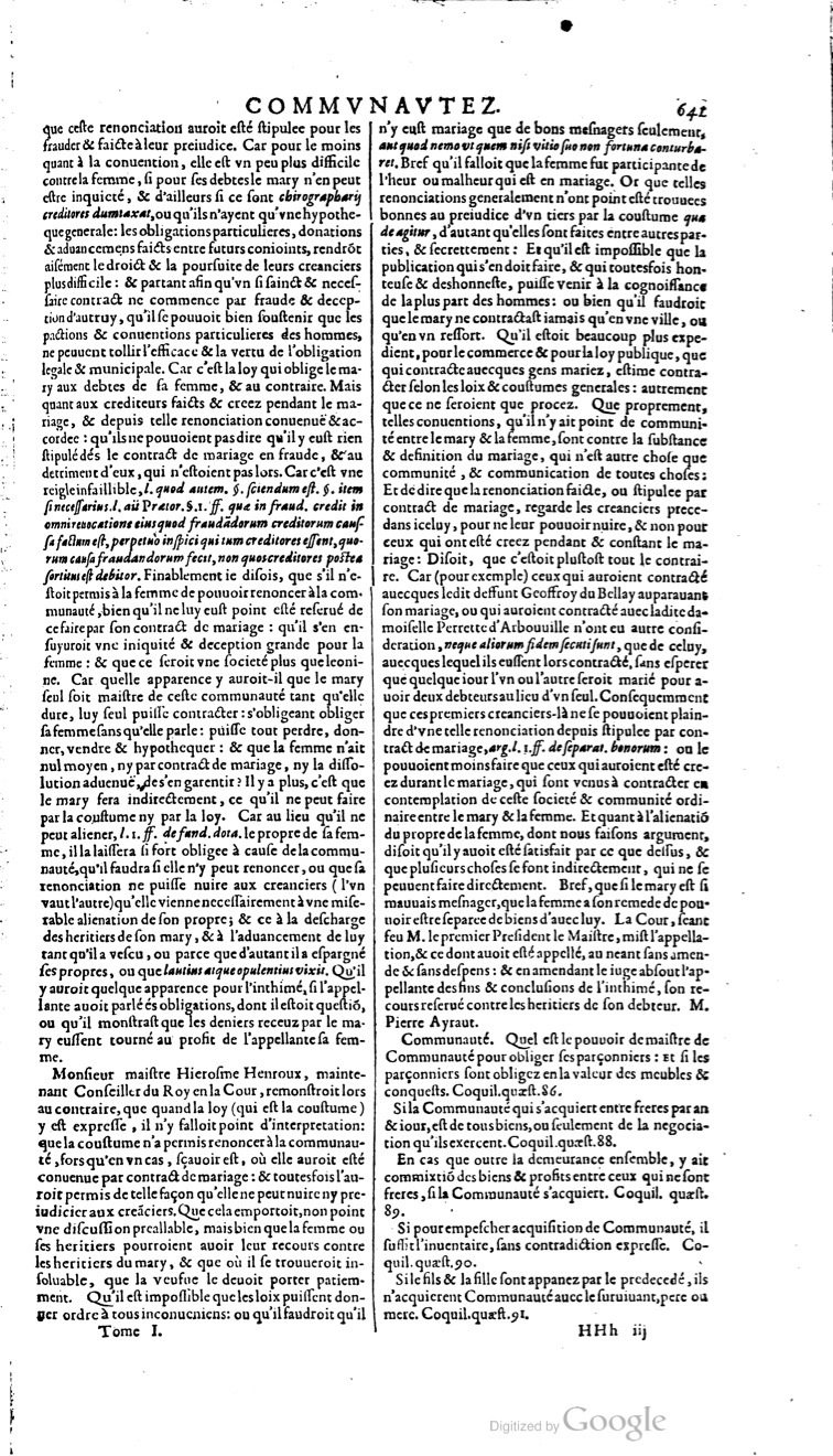 1629 - Veuve Nicolas Buon - Trésor du droit français (21754 T. 1) - BM Lyon