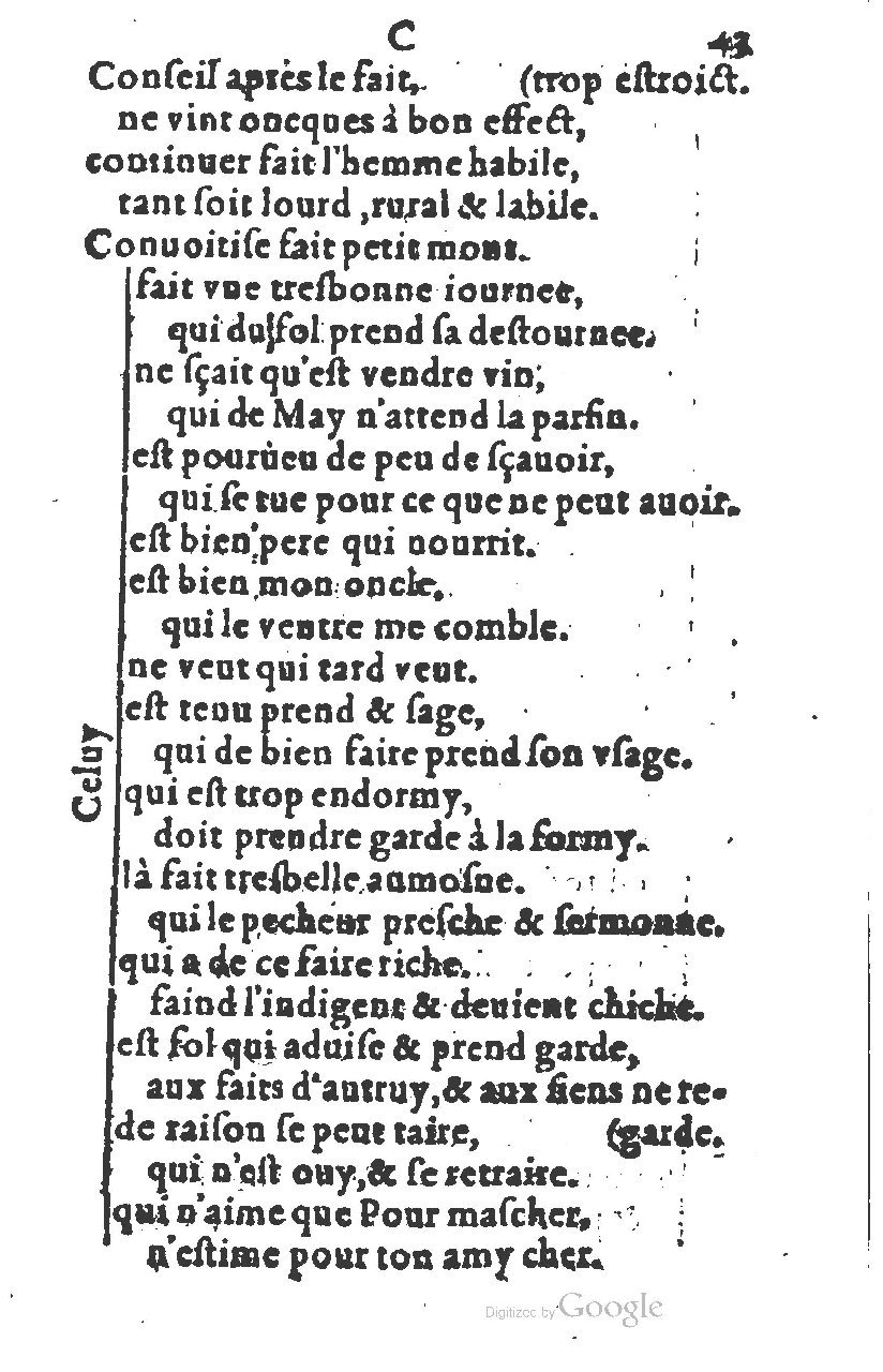 1581 - Nicolas Bonfons  - Trésor des sentences dorées - Princeton