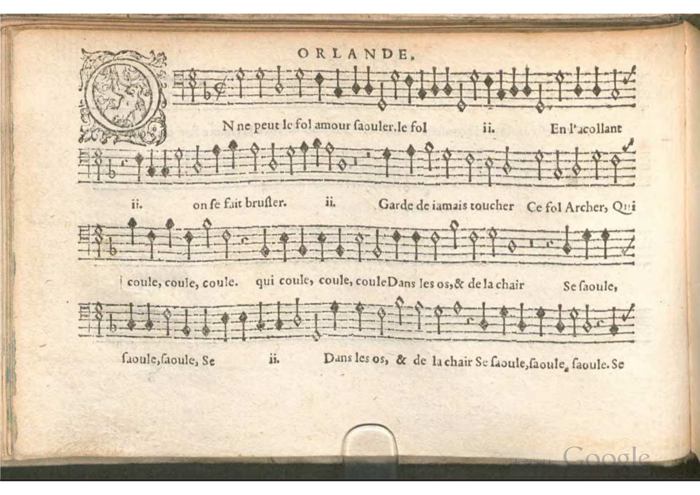 1576 - [Pierre de Saint-André] - Trésor de musique d’Orlande de Lassus Bassus - BSB Munich