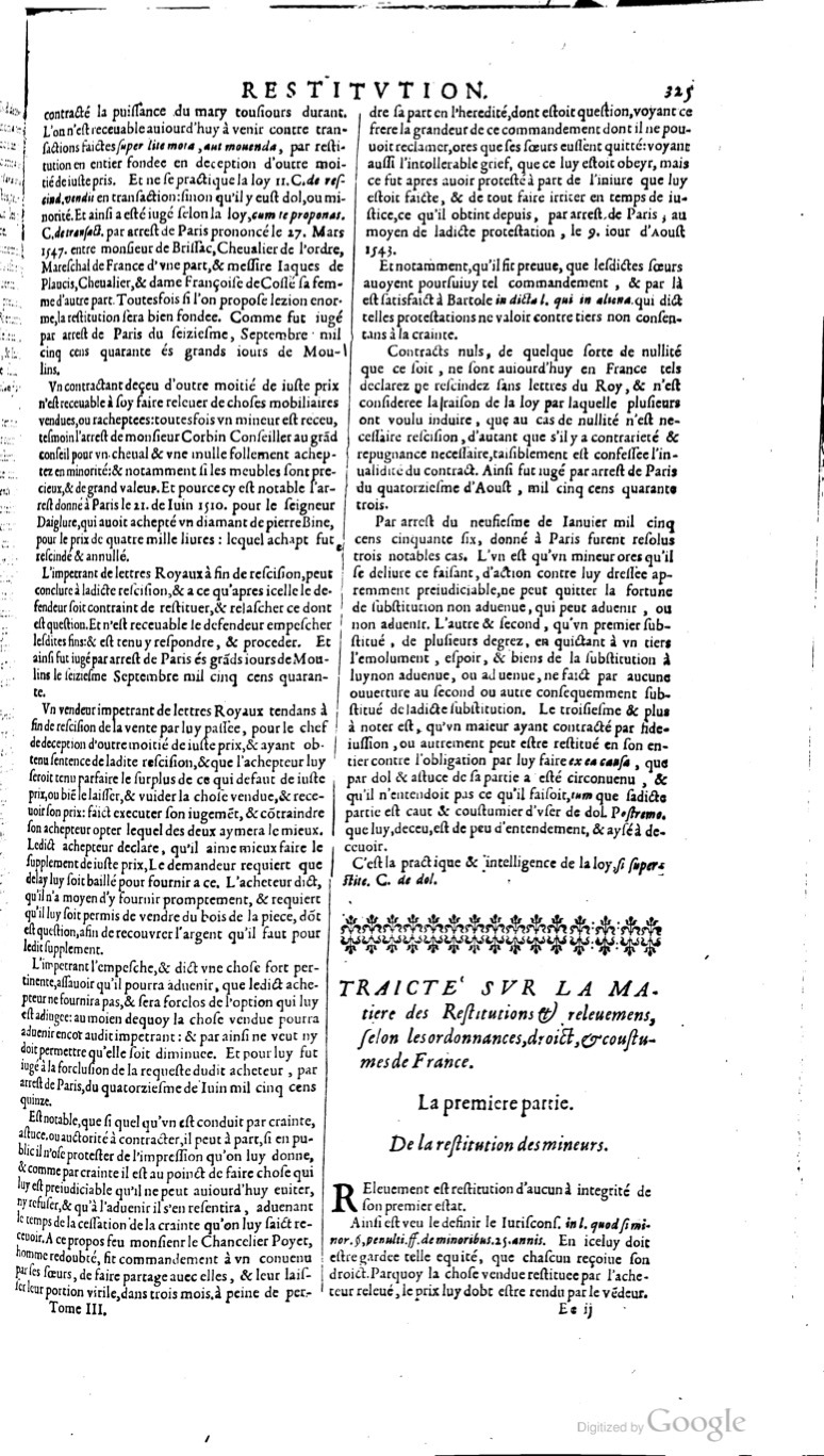 1629 - Veuve Nicolas Buon - Trésor du droit français (21754 T. 3) - BM Lyon