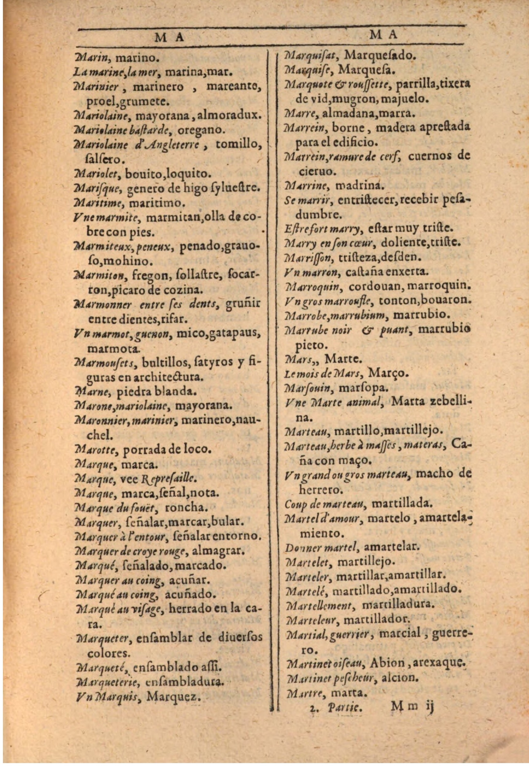 1607 - Marc Orry - Trésor des deux langues espagnole et française (Seconde partie) - BSB Munich