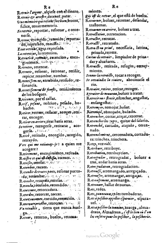 1621 - Adrian Tiffaine - Trésor des deux langues espagnole et française - BM Lyon