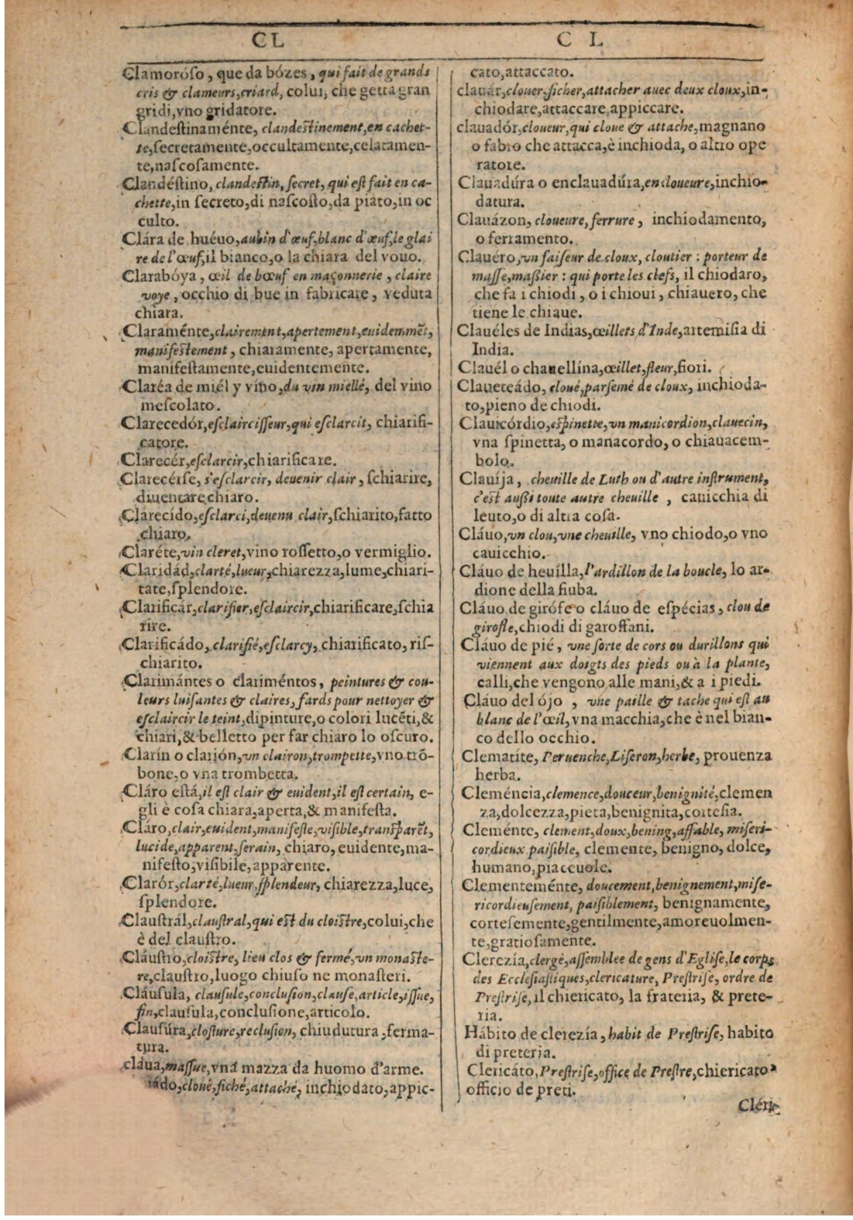 1609 - Philippe Albert et Alexandre Pernet - Trésor des trois langues française, italienne et espagnole (Première partie) - BSB Munich
