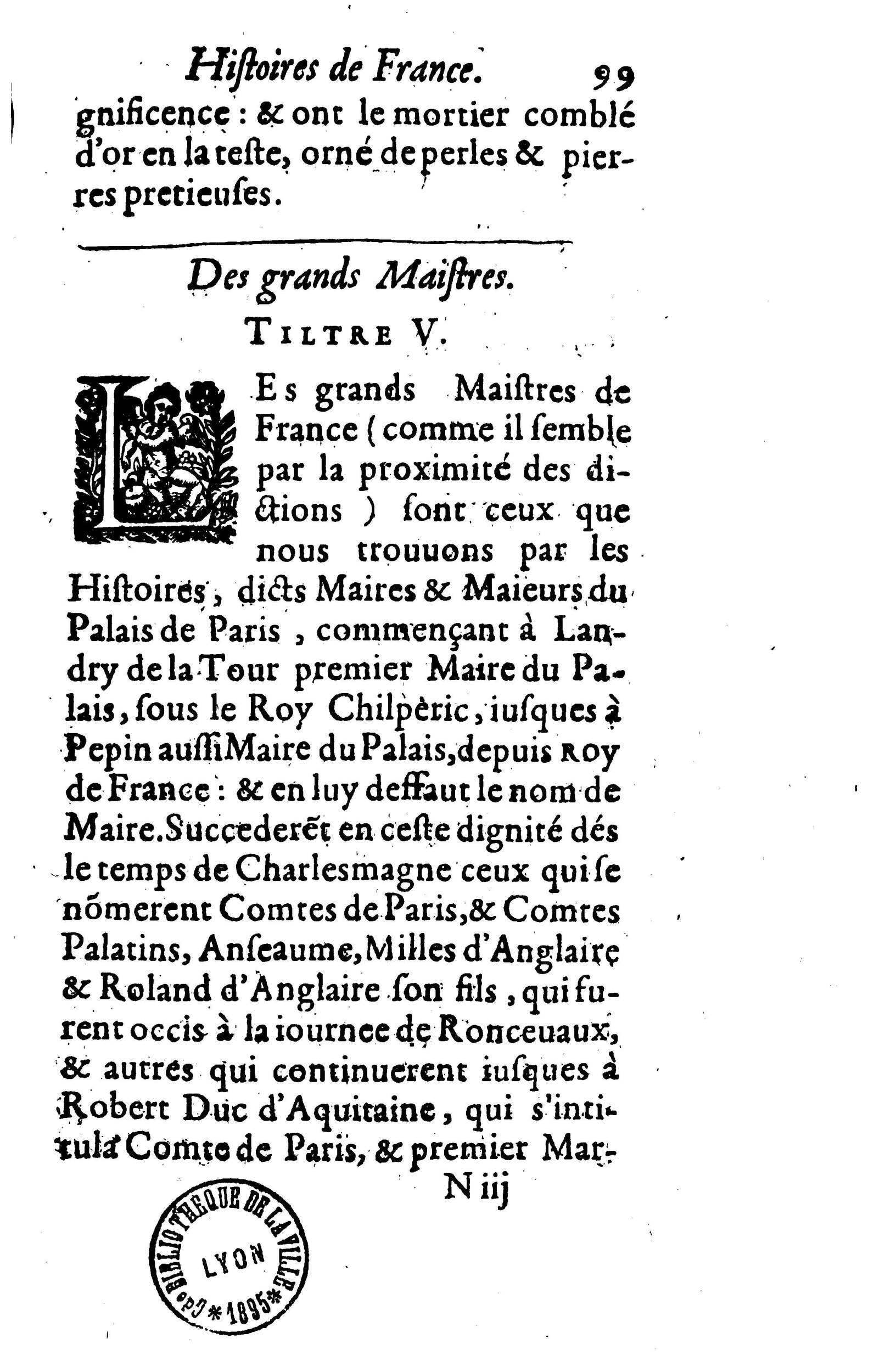 1617 - Jean Corrozet - Trésor des histoires de France - BM Lyon