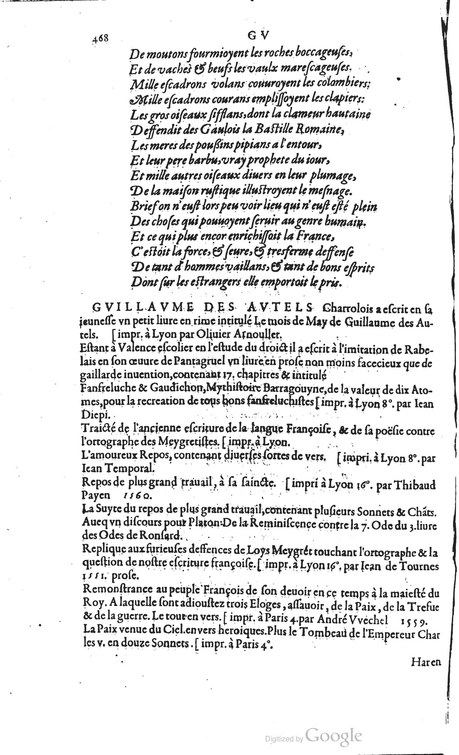 1585 - Barthélemy Honorat - Bibliothèques françaises - BSB Munich