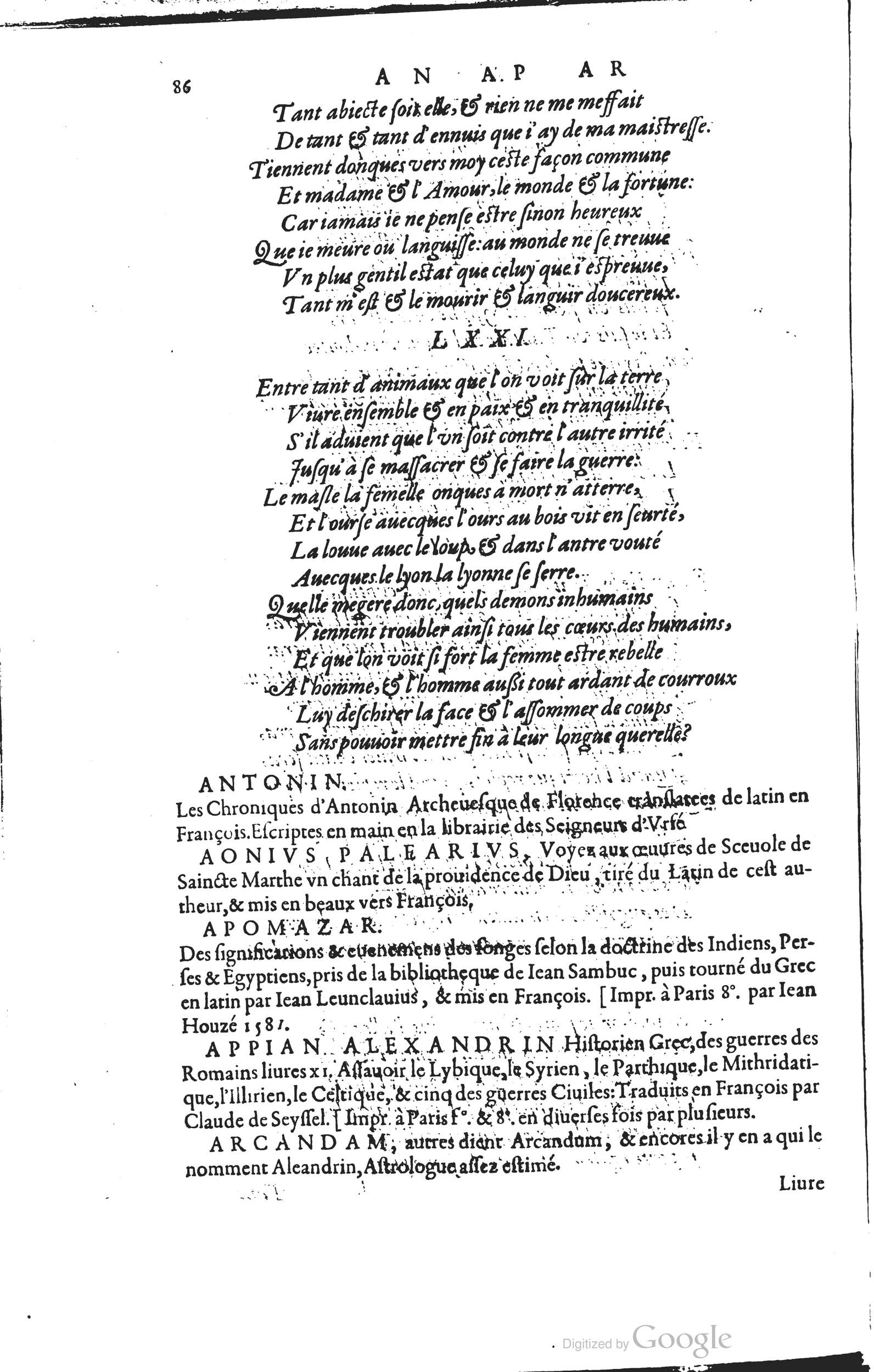 1585 - Barthélemy Honorat - Bibliothèques françaises - BSB Munich