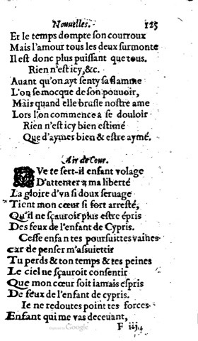 1623 - Jacques Cailloüé - Trésor ou recueil des chansons amoureuses - British Library