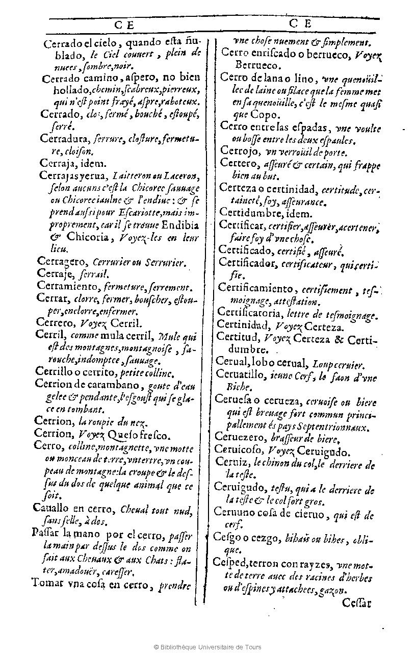 1607 - Marc Orry - Trésor des deux langues espagnole et française (Première et Seconde parties) - BU Tours