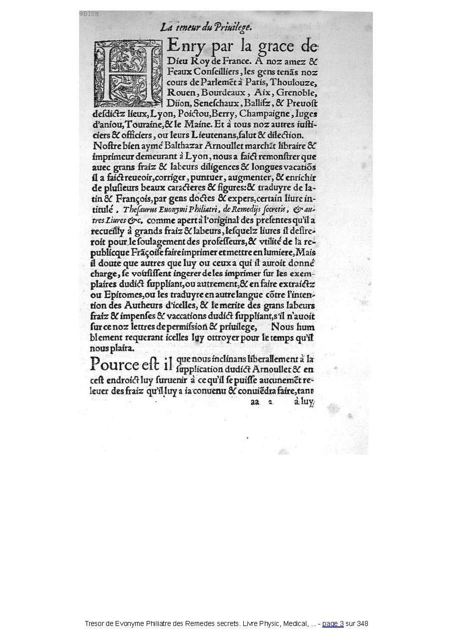 1555 - Balthazar Arnoullet - Trésor d’Évonyme Philiatre - Université Paris Cité