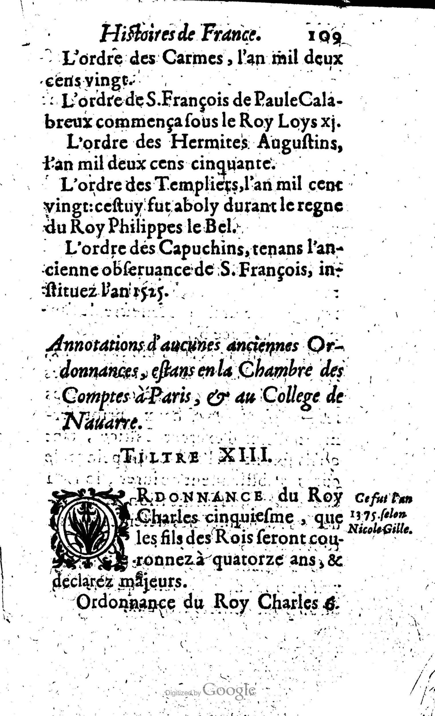 1619 - Jean Corrozet - Trésor des histoires de France - Anvers Musée Plantin-Moretus