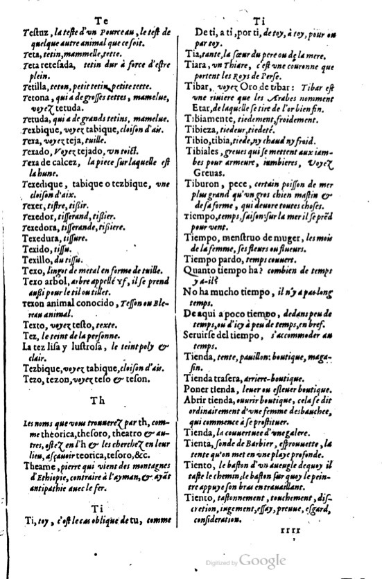 1621 - Adrian Tiffaine - Trésor des deux langues espagnole et française - BM Lyon