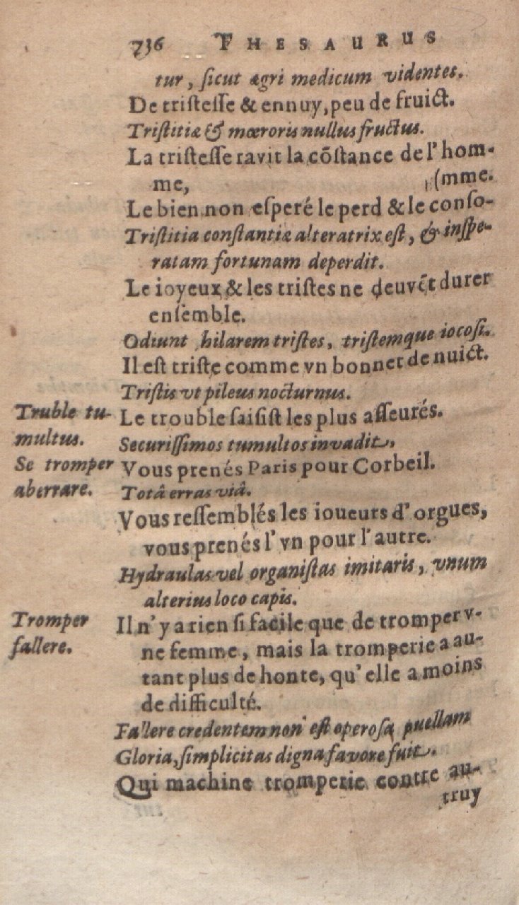 1612 - Dominicus Custos - Trésor des proverbes français  - Bibliopol-Olomuc