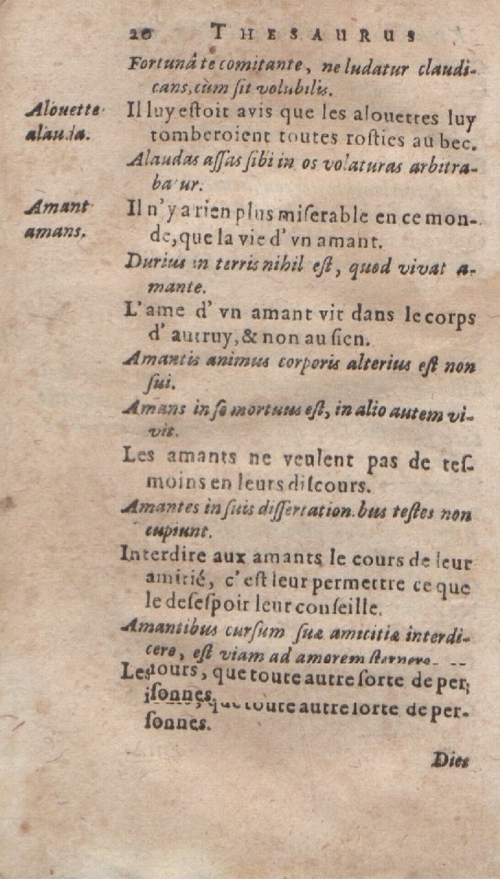 1612 - Dominicus Custos - Trésor des proverbes français  - Bibliopol-Olomuc