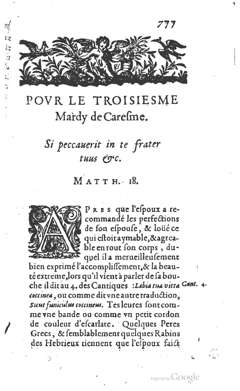 1607 - Nicolas Du Fossé - Trésor quadragésimal - T 01 - BM Lyon