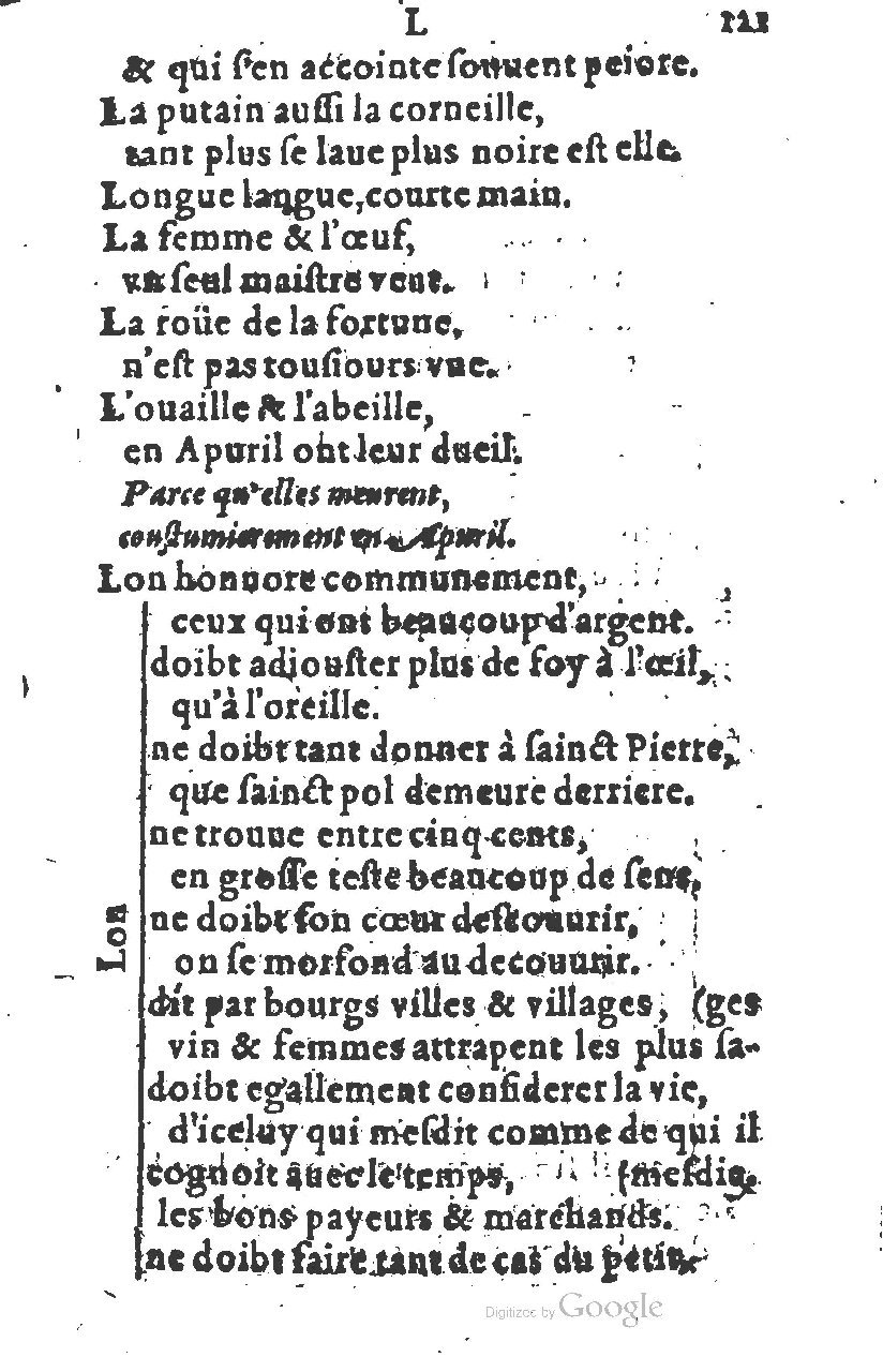 1581 - Nicolas Bonfons - Trésor des sentences dorées - Princeton 1581 - Nicolas Bonfons - Trésor des sentences dorées - Princeton